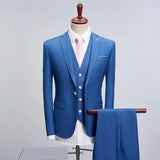Riolio  Men's Three-Piece Suit Casual Business Professional Wedding Groomsmen Formal Wear Slim Fit Cotton Blend Polyester Fiber
