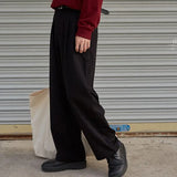 Riolio  Men Draped Wide Leg Suit Pants Korean Style Loose Straight Casual Dress Trousers For Autumn
