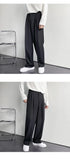 Riolio New Men White Straight Pants Fashion Korean Loose Suit Trousers Casual Draped Baggy White Wide Pant Male Streetwear