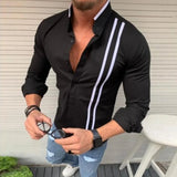 Riolio men cowboy outfit Autumn Color Contrast Stand Collar Button Long Sleeve Men Casual Shirt