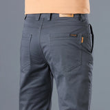 Riolio  Men's High Quality Pure Cotton Classic Solid Color Casual Pants Business Stretch Cotton Slim Straight Brand Trousers Male