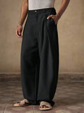 Riolio  Mens Casual Loose Pleated Wide Leg Chino Pants For Summer Autumn Daily Wear