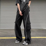 Riolio Oversized Black Sweatpants Men Side Stripe Basic Cargo Pants Lady Y2K Streetwear Baggy Jogger Men Women Casual Korean Fashion