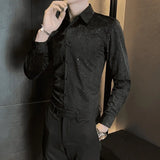 Riolio  Men's Long-sleeved Shirt New Korean Style Fashion Trend Slim Casual