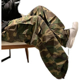 Riolio Trendy Vintage Camouflage Cargo Pants Men's Loose-fit Straight-leg High Street Hip Hop Ins Hong Kong Style Wide-leg Trousers