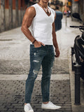 Riolio  Fashion Sleeveless Tee Tops Summer Men Solid Color Casual Tank Top Clothes Mens Loose V Neck Vest Pullovers Male Streetwear