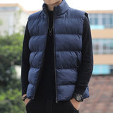 Riolio Casual Plus Size Men's Cotton Vest High Quality Autumn Winter Fashion Men Jacket Warm Stand Collar Sleeveless Men's Top Vests