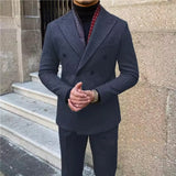 Riolio  New Vintage Men's Suit 2 Pieces Business Formal Casual Double Breasted Slim Fit Suits Party Wedding Dress Costume Male Suit