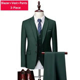 Riolio  M-6XL ( Jacket + Vest + Pants ) Boutique Pure Color Mens Business Formal Suit 3Piece Set and Two-piece Set Groom Wedding Dress