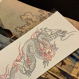 Riolio Waterproof Temporary Tattoo Sticker Red Dragon Pattern Men's and Women's Arm Body Art Fake Tattoo