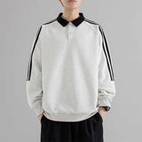 Riolio  Autumn Style Men's Hoodie Fake Two-Piece Collared Loose Top Trendy Sporty Casual Youth Fashion Polyester Fiber Long Sleeve