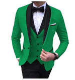 Riolio  Solid Men's 3 Pieces Wedding Suit One Button Shawl Lapel Jacket Vest Pants Dinner Groom Tuxedos Slim Fit Formal Business Suits