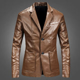 Riolio PU Jacket Men Solid Color Leather Coat Jacket Casual PU Coats Motorcycle Biker Coat Leather Jackets Male Big Size 6XL
