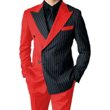 Riolio  Luxury Men's  Striped Suits Slim Fit Peak Lapel 2 Pieces Blazer and Pants Set for Wedding Prom  Evening Party