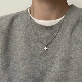 Riolio Simple Trendy Star Hollow Choker Necklace Pendant Neck Jewelry Accessories Women Men's Fashion Party Chain Necklace