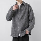 Riolio Autumn Corduroy Men Loose Shirts Turn Down Collar Long Sleeve Fashion Solid Color Outwear Thin Men Casual Shirts Tops