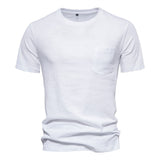 Riolio 100% Cotton Men's T-shirts Single Pocket Fashion Solid Color Casual Tshirts for Men Brand Quality Tops Tees New Summer