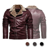 Riolio Autumn and Winter Artificial Leather Fur Integrated Men's Jacket Fashion Casual Lapel Lamb Fleece Motorcycle Thickened Zipper To