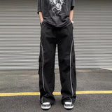 Riolio Oversized Black Sweatpants Men Side Stripe Basic Cargo Pants Lady Y2K Streetwear Baggy Jogger Men Women Casual Korean Fashion