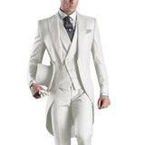 Riolio  Men's Monochromatic Tuxedo Set Business Smoking Wedding Dress Blazer 3-Piece Jacket Vest Pant Suit for Formal Occasions