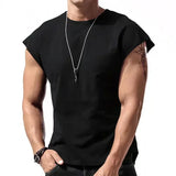 Riolio  Summer Mens Fitness Solid Color Sleeveless Top Men Breathable Sports Tank Top Fitness Running T-Shirt Tank Top