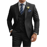 Riolio  Men's Slim Fit Three Piece Suit Formal Wedding Dinner Business Evening Wear Polyester Fiber Single Button Fashion Urban