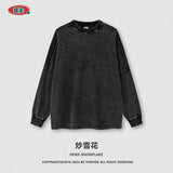 Riolio Oversized T Shirt Women Y2k Fake Two-piece Woven Striped Pure Cotton American Vintage Washed Long Sleeved T-shirt for Men