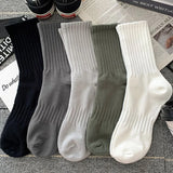 New 5 Pairs Cool Men Black White Warm Socks Set Autumn Winter Male Solid Color Sport Short Socks For Men