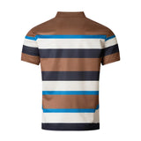 Riolio  New Summer Men's Striped Polo Shirts Fashion Lapel Button Short Sleeve Sports Polos Classics Business Casual Tops Male Tees