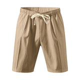 Riolio  Men's Striped Linen Blend Shorts Elastic Waist Drawstring Casual Beach Shorts