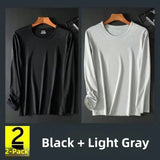 Riolio Men's Summer Lightweight Breathable Long Sve Casual Sun Protection Clothing Qui Dry round Ne T-irt for Youth Daily Use
