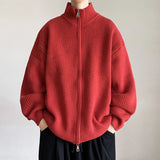 Riolio New Korean Fashion Men Cardigan Jacket Light Luxury Trendy Turtleneck Knit Zip-up Long Sleeve Sweater Coat High Quality Knitwear