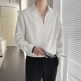 2024 New Men's Top Lightly Mature Spring New Pullover Long Sleeve Shirt Casual  Anti-Wrinkle White Business Luxury Genuine Goods