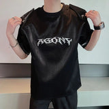 Riolio Summer High Street Men and Women Trendy Personalized Letter Printed Round Neck Short Sleeve Couple Harajuku Casual T-shirt Top