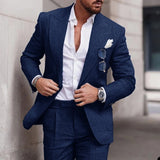 Riolio Linen Suits For Men Wedding 2 Piece Set Single-Breasted Luxury Notched Lapel Top+pants  Trajes Elegante Para Hombre