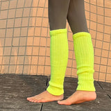 Riolio  Winter Bright Green Color JK Style Spice Girls College Foot Cover Warm Pile Long Socks Boot Cuff Cover Knitted Leg Warmers