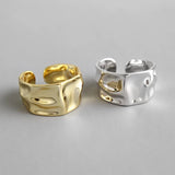 Riolio Fashion Irregular Concave Convex Gold Silver Color Ring Width Open Finger Ring For Women Men Jewelry
