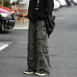 Riolio Japanese Multi-pocket Work Pants Men's Autumn Trendy Loose Straight Casual Pants Hip-hop Retro Design Trousers Aesthetic Chic
