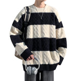 Riolio New Patchwork Sweater Trend High Street Fashion Autumn Winter Warm Men's Top Hip-hop Street Knitted Pullover