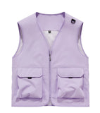 Riolio  Men Multi Pocket Utility Work Vest V Neck Full Zip Sleeveless Jacket Lightweight Outdoor Photography Fishing Cargo Waistcoat