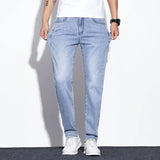 Riolio  High Quality Men's Elastic Cotton Jeans Fashion Light Blue Comfortable Business Straight Casual Pants Luxury Brand Trousers