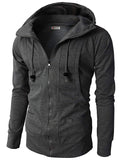 Riolio  Autumn Winter New Loose Casual All-match Zipper Hoodies Male Solid Color Fashion Cardigan Hooded Sweatshirt Hombre Top Men Coat