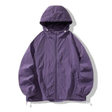 Riolio  Hooded Summer Jacket for Men Sun Protection Thin Outdoor Jackets Women Sunscreen Solid Color Unisex Couple Tops Men Clothes