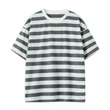 Riolio  Summer Men's Striped T-Shirts Short Sleeve Casual O-Neck Tshirt Male Fashion Sports Tops Loose Tees Streetwear T Shirt Plus Size