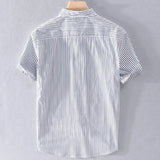 Riolio Summer Thin Japanese Sle Striped irt Men's ort Sve Loose Casual Iron-Free f Sve irt Trendy Brand Button Decor