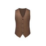 Riolio  Slim Fit Two Button Casual Striped Three Piece Suit Wedding Groomsmen Dress Set Korean Style Business Leisure Wedding Suit