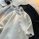 Riolio New Summer Men's Fashion T Shirt Korean Mens Oversized Hip Hop Short Sleeve Loose T Shirts 2024 Mens Streetwear Casual Top Tees