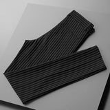 Riolio  Men's Clothing Business Striped Pants Cootrast Color Slim Casual Spring Straight England Banquet Mid Chic Ankle-Length Trousers