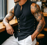 Riolio  Men's Vest Sleeveless Casual Sports T-Shirt Breathable Lightweight Soft Comfortable Fashion All-match Daily Workout Tops