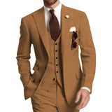 Riolio  Elegant Men's 3-Piece Tuxedo Suit with Peak Lapel Blazer Vest And Pants Fashionable Male Wedding Business Banquet Clothing